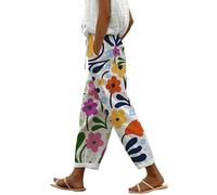 Generisch Sale Damenbekleidung The Deal 7/8 Hose Damen Sommer Leicht Capri Leinenhose Sommerhose Baumwolle Leinen Stoffhose Lockere Strandhose Freizeithose Damen Große Größen Sale