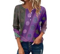 Generisch Sale Tshirt Damen, Blusen & Tuniken Für Damen, Langarm Tshirt Rundhals Mit Knopfleiste Oberteile Sommer Langarmshirt Tunika Pullover Sportshirt Blitzangebote des Tages Heute