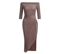 Generisch Salein Kleider Damen Kleider Elegant Festlich Abendkleid Glänzend Einhalsschlitz Damenkleid Damen Hüfttaschenkleid Glänzend Einhalsschlitz Damenkleid Brautkleid Standesamt Kurz