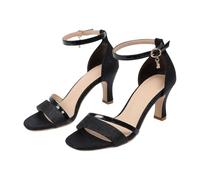 Generisch sandalen damen absatz Riemchenpumps Damen Sommer Sandalen mit Absatz Glitzer Pumps Elegant Sandaletten Strass Hohe Schuhe Party Hochzeit Absatzschuhe Sandaletten Strand Sandals Schwarz 41