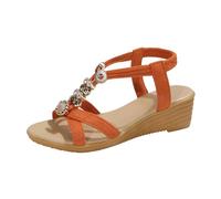 Generisch Sandalen Damen Mit Absatz T-Riemen Lässig Plateau-Keilsandalen Sandaletten Wedges Elegante Wedge Geschlossene Casual Atmungsaktiv Ergonomischem Sommer Strandsandalen Frauen Orthopädische