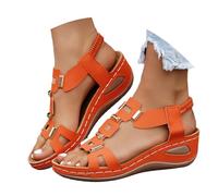 Generisch Sandaletten Damen Mit Absatz Wedge Urlaub Orthopädische Wedges Keilabsatz Schuhe Slingback Pumps Für Sommer Lässig Elegante Knöchelriemen Strandsandalen Frauen Keil-Espadrilles