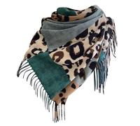 Generisch Schal Leopardenmuster Damen Deckenschal Leichter Scarf Halstuch mit Quasten Warm Winterschal Weich Strickschal Halstücher Mode Wollschal Damenschal
