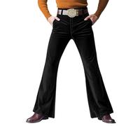 Generisch Schlaghose Herren 70er Samt 80er Jahre Festival Outfit Baggy | Elegant Karneval Kostüm Disco Anzughose Vintage Lang Freizeithose Business Schlag Faschingskostüme Weites Bein Hippie Party