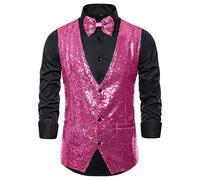 Generisch Schlanke Anzugweste Für Herren Elegante Ärmellose Business Tankweste Mit Krawatte Für Hochzeit Formelle Anlässe (Red, S)