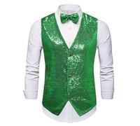 Generisch Schlanke Anzugweste Für Herren Elegante Ärmellose Business Tankweste Mit Krawatte Für Hochzeit Formelle Anlässe (Green, XXL)