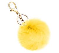 Generisch Schlüsselanhänger Plüsch, Keychain Cute, Künstliche Kaninchenfellflauschigen Ball Pom Plüsch Schlüsselanhänger, Taschen Koffer Rucksäcke Zubehör Charm für Einschulungsgeschenk (Gelb)