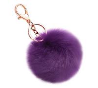 Generisch Schlüsselanhänger Plüsch, Keychain Cute, Künstliche Kaninchenfellflauschigen Ball Pom Plüsch Schlüsselanhänger, Taschen Koffer Rucksäcke Zubehör Charm für Einschulungsgeschenk (Deep purple)