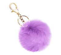 Generisch Schlüsselanhänger Plüsch, Keychain Cute, Künstliche Kaninchenfellflauschigen Ball Pom Plüsch Schlüsselanhänger, Taschen Koffer Rucksäcke Zubehör Charm für Einschulungsgeschenk (lila)