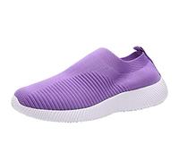 Generisch Schuhe Damen elegant Orthopädische Schuhe Damen Leicht Sommerschuhe Slip on Schuhe Bequeme Atmungsaktive Walkingschuhe Weite Sneaker Vermascht Lässige Sportschuhe breite füße Lila 35