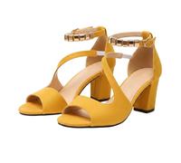 Generisch schuhe für hochzeit damen Sandalen Damen Sommer Mit Absatz Elegant Blockabsatz Orthopädische Sandaletten Fischmaul Sommerschuhe High Heels Sandals Römersandalen Schnalle Große Größe Gelb 44