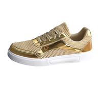 Generisch Schuhe Weite k Damen Sneaker Retro Leicht Orthopädische Schuhe Elegant rutschfeste Walkingschuhe Atmungsaktive Weite Laufschuhe Keilabsatz Laufschuhe orthofeet Damen Gold 43