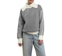 Generisch Schwarz-weiß gestreifter Strickpullover für Damen lässiges Langarm-Pullover