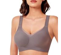 Generisch Seamless BH Damen Ohne Bügel Soft Bra Bügelloser BH Push Up Starker Halt Seamless BHS Nahtloser Bügelloser Atmungsaktiv mit Verstellbarem Vollschalen mit Geformten Cups Grey,L