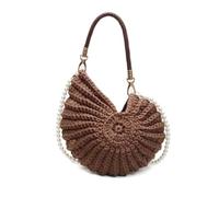 Generisch Shell Purse For Women Summer Beach Crossbody Bag, Beaded Shell-Bags Summer, Sea Clutch Shoulder Handbag With Pearl Strap (Coffee)