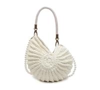 Generisch Shell Purse For Women Summer Beach Crossbody Bag, Beaded Shell-Bags Summer, Sea Clutch Shoulder Handbag With Pearl Strap (Beige)