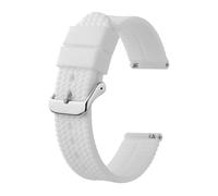Generisch Silikon-Uhrenarmband 18 mm 20 22 Uhrenarmbänder for Männer und Frauen mit Schnellverschluss, Orange, Schwarz, Braun, Weiß, Ersatz(White-Silver Buckle,18mm)