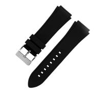 Generisch Silikonarmband, blaue Edelstahlschnalle, Herren-Ersatzarmband, kompatibel mit Guess W0247G3, W0040G3, W0040G7, 22 mm Uhrenarmband(Black-silver)