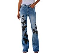 Generisch Skinny Jeans Damen, Skinny Jeans Damen Schwarz, High Waist Hosen Bedrucktem Muster Locker Ausgestellter Saum Ausgestellte Unterteile Hose Jogginghose Schwarz, Meine Bestellungen Ansehen