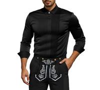 Generisch Smokinghemd Herren Langärmelig Freizeitemd kläppchenkragen Slim Mode Schmale Passform Dinner Oberhemd Traditionelles Trachtenhemd (Black, XXL)