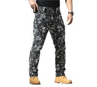 Generisch Sommer Cargohose Herren Haremshose mit Taschen Chino Hose Stretch Freizeithose Latzhose Arbeitskleidung Wanderjacke Schnellfickerhose Flared Jogger Men Cargo Jeans Weiß Feuerwehr