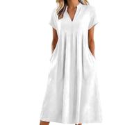 Generisch Sommer Kleider Für Damen, Strandkleid Damen, Lässiges Sommerkleid Locker Geschnittenes Cocktailkleid Mit V Ausschnitt Und FließEndem Rock Ideal FüR Strand Und Party