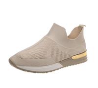 Generisch Sommer Schuhe für Damen Orthopädische Schuhe Damen Leicht Sommerschuhe Slip on Schuhe Bequeme Atmungsaktive Walkingschuhe Weite Sneaker Vermascht Lässige Sportschuhe breite füße Khaki 40