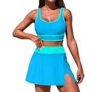 Generisch Sommer Zweiteiliger Bikini-Sets Für Damen Bauchweg High Waist Bikini Sexy Push Up V Ausschnitt Lace Up Bademode Badekleid Badeanzug-Oberteile Für String