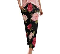 Generisch Sommerhose Damen leicht joggpants Damen Trousers for Women Gummizug Hose leinen Hose leichte Sommerhose Schwarze Damenhose Chinohose Damenhosen mit Gummibund Damenhose weites Bein Stoffhose