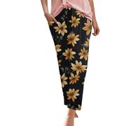 Generisch Sommerhose Damen leicht leichte Hosen Damen Freizeithose leichte Sommerhosen Linen Pants wrap Pants Weite Hose leinen Hose Strandhosen Sommerhose Schlupfhose Trousers for Women Stoffhose