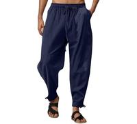 Generisch Sommerhose Herren, Sommerhosen Herren, Herren Freizeithose Atmungsaktiv Lockere Passform Twill Strand Kordelzug Bequem Elastische Taille Entspannte Alltagshose Für Reisen Im Freien