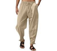 Generisch Sommerhose Herren, Sommerhosen Herren, Herren Freizeithose Atmungsaktiv Lockere Passform Twill Strand Kordelzug Bequem Elastische Taille Entspannte Alltagshose Für Reisen Im Freien