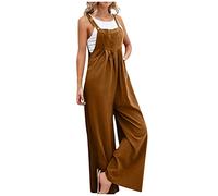 Generisch Sommerhosen Elegant Jumpsuit Modern Latzhose Sommer Freizeithose Luftig Leinenshorts Casual Latzhosen Einfarbig Musselinhose Sport Einteiler Casual Trägerhosen Rompers(1-Yellow,3XL)