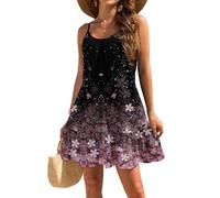 Generisch Sommerkleid Damen 2025 Kleid Elegant Freizeitkleid Knielang Abendkleid Kleider Dresses for Women Strandkleid Frühlingskleid Leinenkleider Sommer Langes für Prom Abiball Satin Wedding Guest