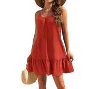 Generisch Sommerkleid Damen 2025 Trägerkleid Strandkleid Freizeitkleid Knielang Sexy Kleid Festliche Kleidung Schwarz Elegant Abendkleid Dunkelblau Jumpsuit Weiß Samtkleid Weinrotes Rüschenkleid