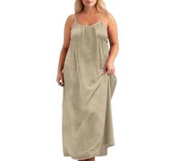 Generisch Sommerkleid Damen Große Größe Lang Sommer Cami Rückenfreies Kleid Spaghettiträger Maxi Kleider Strandkleid Maxikleider Boho Sommerkleider Leicht Und Luftig Trägerkleid