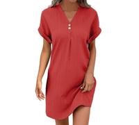 Generisch Sommerkleid Damen GroßE GrößEn Kleid Weiss Damen Sommer Hemdblusenkleid Strandkleider Kurz Wickelkleid Freizeitkleider Sommer Blumenkleid Midikleid Hemdkleid Shirtkleid
