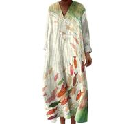 Generisch Sommerkleid Damen, Kleid Damen Sommer, Strandkleid Lang Maxikleider V Ausschnitt Sommerkleider Leicht Und Luftig Boho Kleid Elegante Midikleid Langes Freizeitkleid