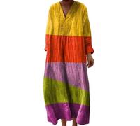Generisch Sommerkleid Damen, Kleid Damen Sommer, Strandkleid Lang Maxikleider V Ausschnitt Sommerkleider Leicht Und Luftig Boho Kleid Elegante Midikleid Langes Freizeitkleid