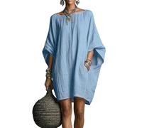 Generisch Sommerkleid Damen Kurz Elegant Strandkleid Damen Luftig Bikini Cover Up Strandponcho Oversize Sommerkleider Frauen Leicht Minikleider Fledermausärmel Tunika Kleid Locker Damenkleider Strand