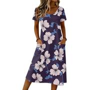 Generisch Sommerkleid Damen Lang Damen Sommerkleid Maxikleid Große Größen Strandkleider Lang Blusenkleider Tunikakleid Damenkleider Sommer Elegant Weißes Kleid Pink Dress 70Er Jahre Outfit