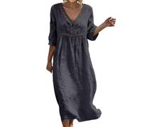 Generisch Sommerkleid Damen Lang Elegant Kleid Schwarz Lang Hemdblusenkleid Strandkleider GroßE GrößEn Wickelkleid Freizeitkleider Damen Sommer Blumenkleid Midikleid Elegant Hemdkleid Shirtkleider