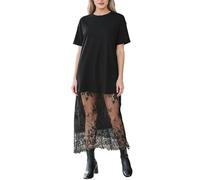 Generisch Sommerkleid Damen Lang Elegant Kleider Damen Sommer Shirtkleid Kurzarm Rundhals Strandkleid Spitze Patchwork Sommerkleider Leicht Und Luftig Tshirt Kleid Locker Casual Damenkleider