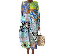 Generisch Sommerkleid Damen Lang Elegant Kleider FrüHling Damen Blusenkleid Strandkleider Sommer Wickelkleid Sommer Freizeitkleider Blumenkleid Midikleid Hemdkleid Tshirtkleider