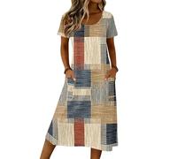 Generisch Sommerkleid Damen Lang Sommerkleid Mit Ärmel Maxikleider Strandkleider Blusenkleid Damen Langarm Tunika Kleider Sommer Damenkleider Elegant Chiffonkleid Gothic Dress 70Er Jahre Outfit