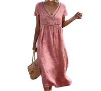 Generisch Sommerkleid Elegant Rotes Kleid Hemdblusenkleid Damen Sommer Strandkleid Damen GroßE GrößEn Wickelkleid Sommer Freizeitkleider Blumenkleid Midikleid Hemdkleid Shirtkleid