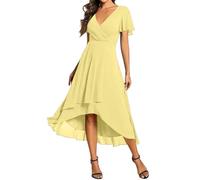 Generisch Sommerkleid Gelbes Sommerkleid Damen Goldenes Kleid Damen Dresses for Women Uk Strandkleid Knielang Lange Abendkleider Kleider Cocktailkleider Für Hochzeit Sommer Outfit Beige Quinceanera