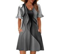Generisch Sommerkleider Damen Lang Langes Kleid Damen Elegant Hemdblusenkleid Strandkleid Wickelkleider Freizeitkleider Sommer Blumenkleid Midikleid Hemdkleid Tshirtkleider Sommer
