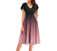 Generisch Sommerkleider Damen Leicht Und Luftig Kleider Knielang Elegant Hochzeitsgast Kleid Elegantes Outfit Freizeitkleid Damenkleider Festlich Sommerkleid Lang Jumpsuit für Hochzeit Summer Dresses