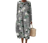 Generisch Sommerkleider Damen Musselin Kleid Hemdblusenkleid Damen Strandkleider Sommer Wickelkleid Freizeitkleider Sommer Blumenkleid Midikleid Hemdkleid Shirtkleider